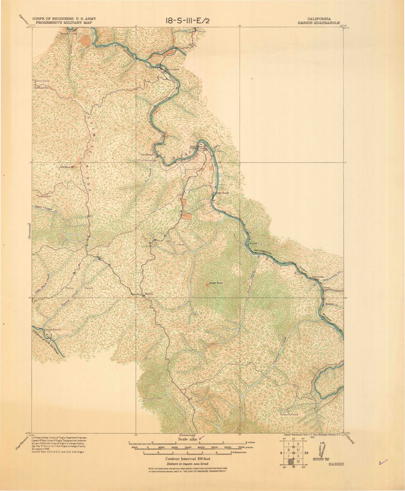 Topographic sheet of Alderpoint, surveyed 1920