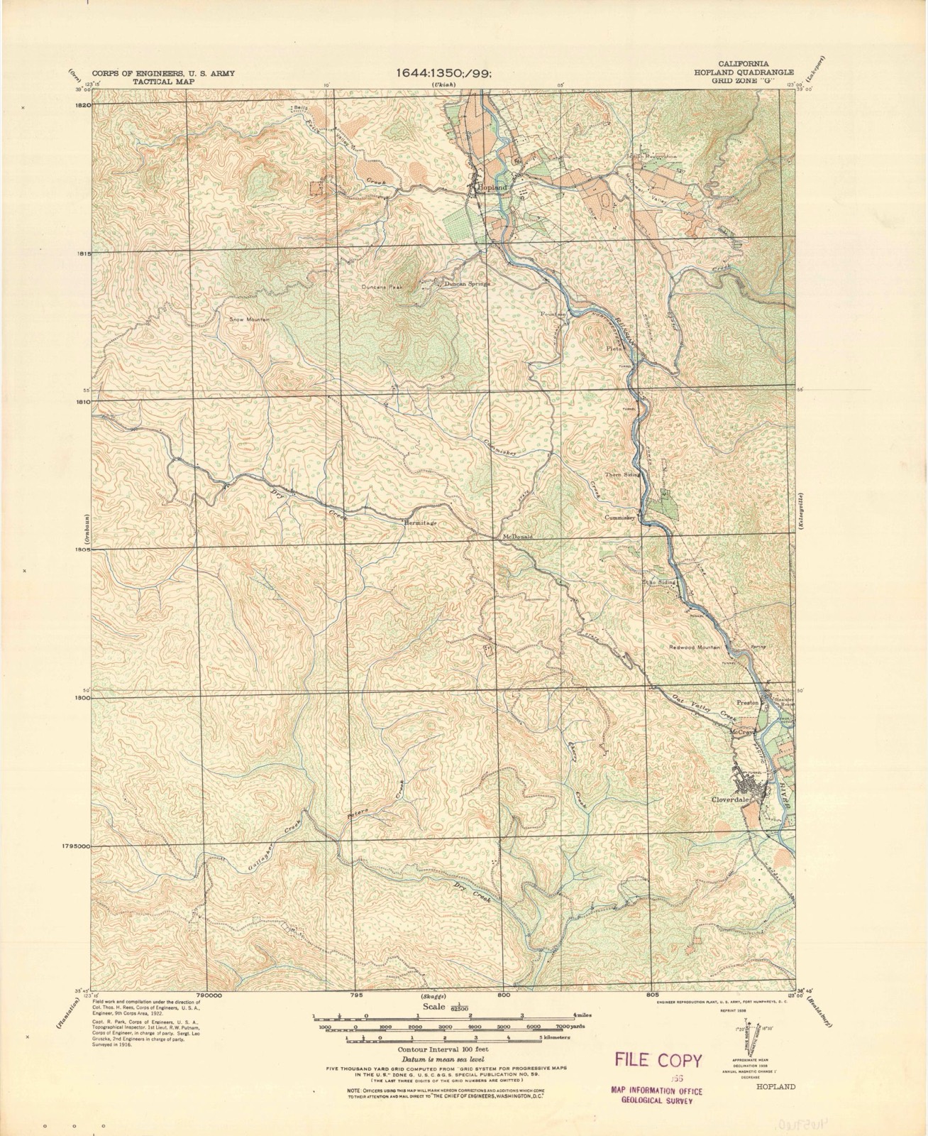 Topographic sheet of Oasis, surveyed 1938