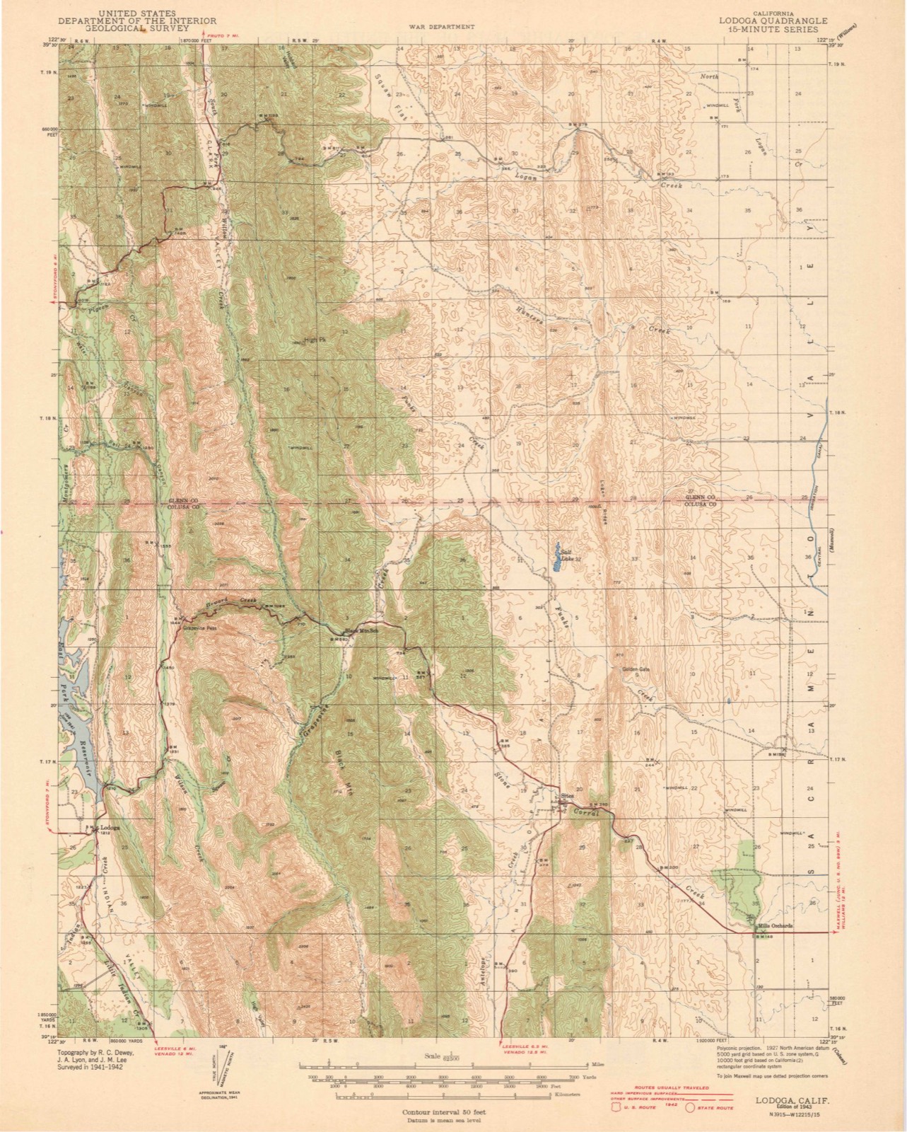 Topographic sheet of Devils Elbow, surveyed 1943
