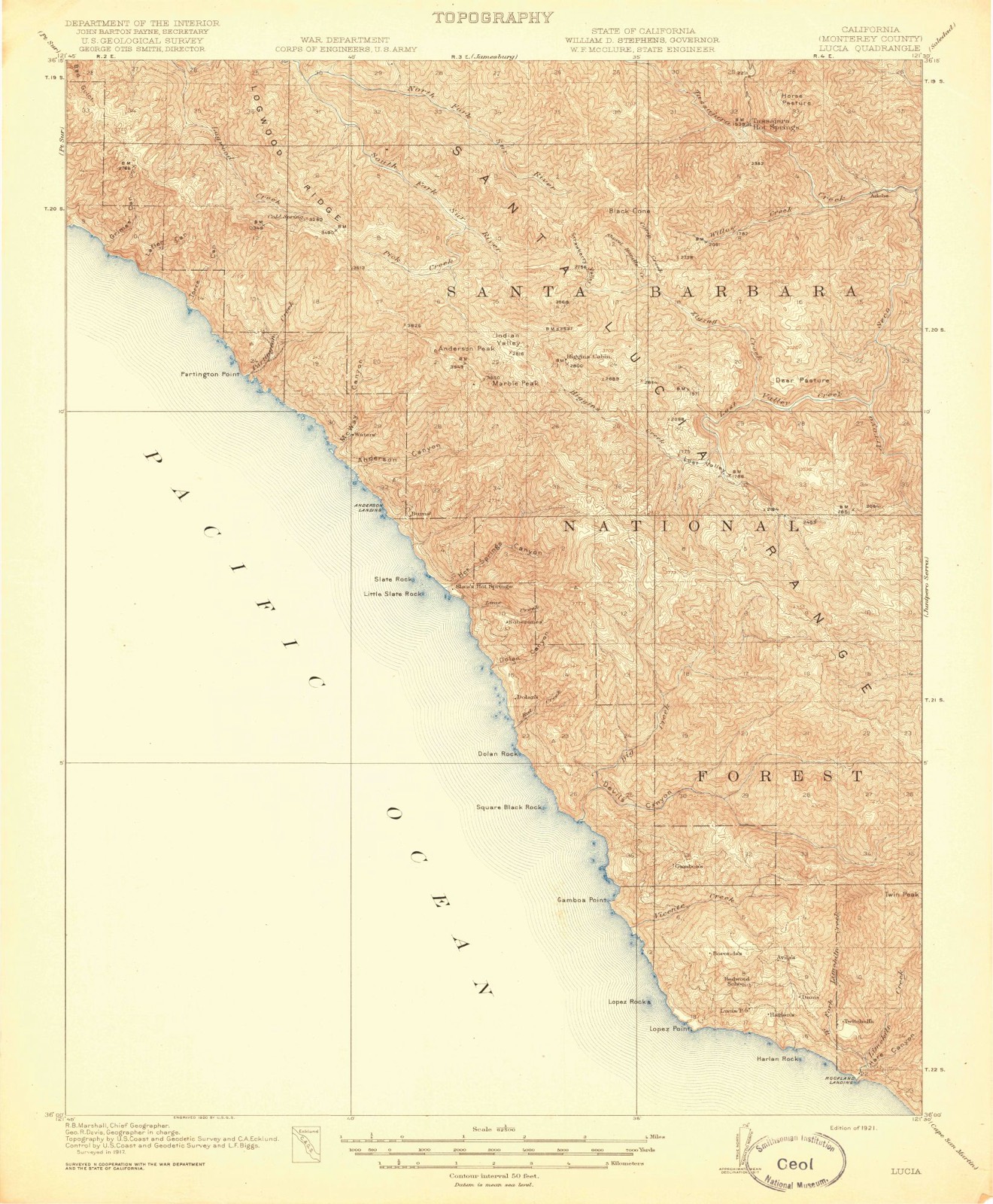Topographic sheet of Lucia, surveyed 1921
