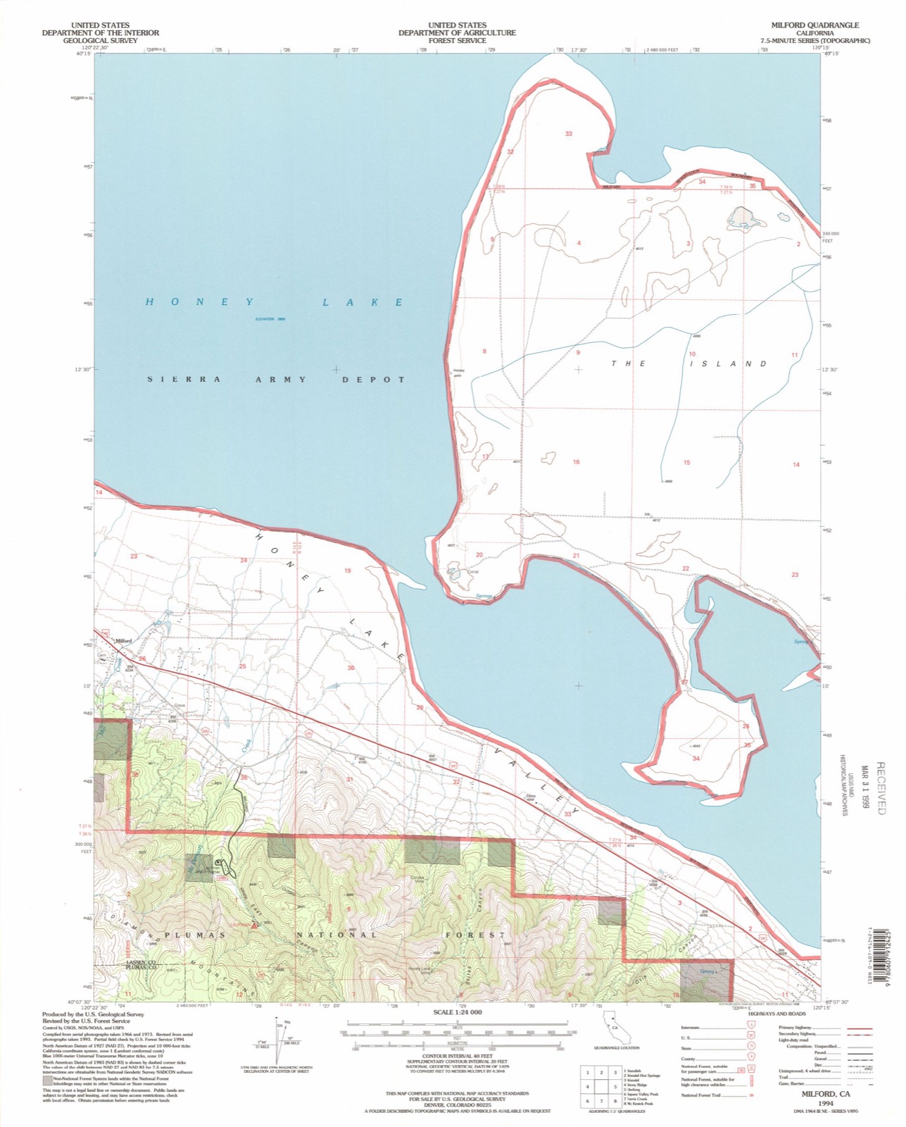 Topographic sheet of Milford, surveyed 1994