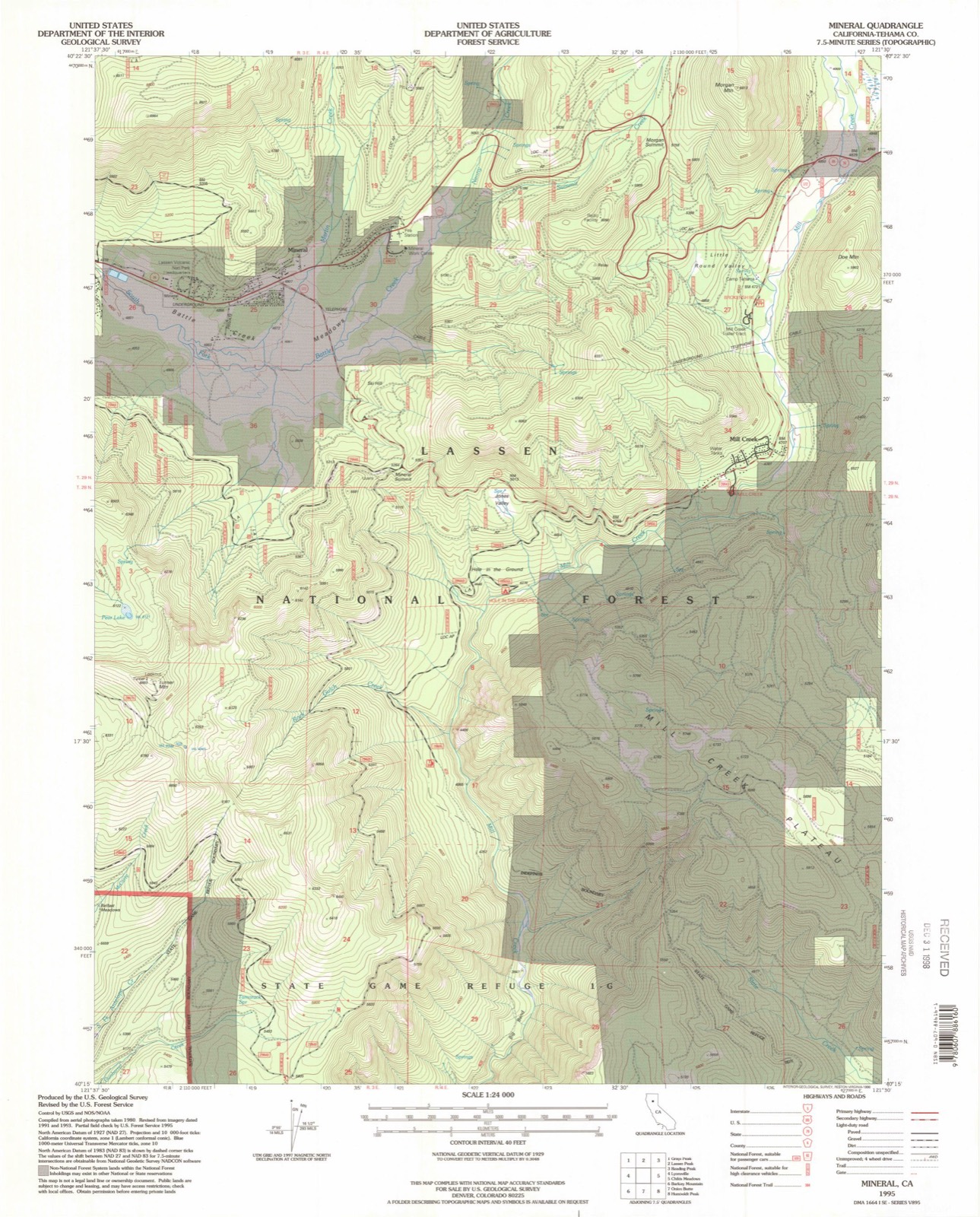 Topographic sheet of Mill Creek, surveyed 1995
