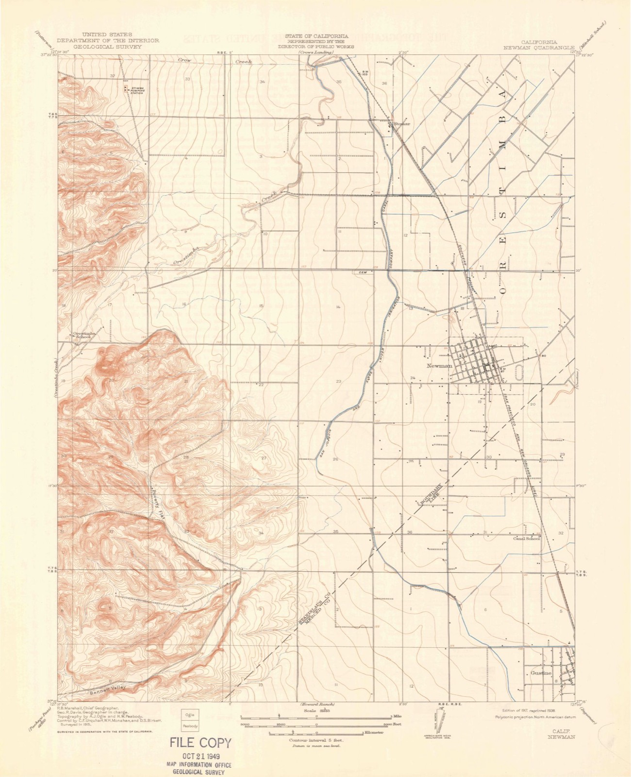 Topographic sheet of Newman, surveyed 1917