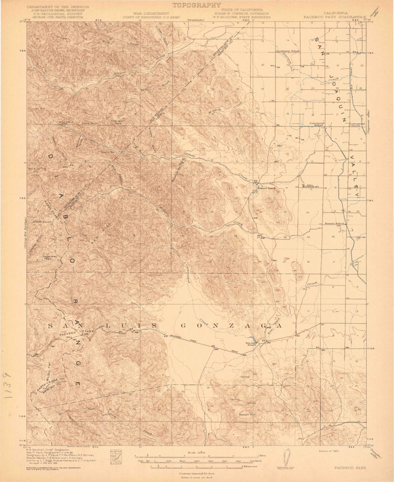 Topographic sheet of Santa Nella Village, surveyed 1920