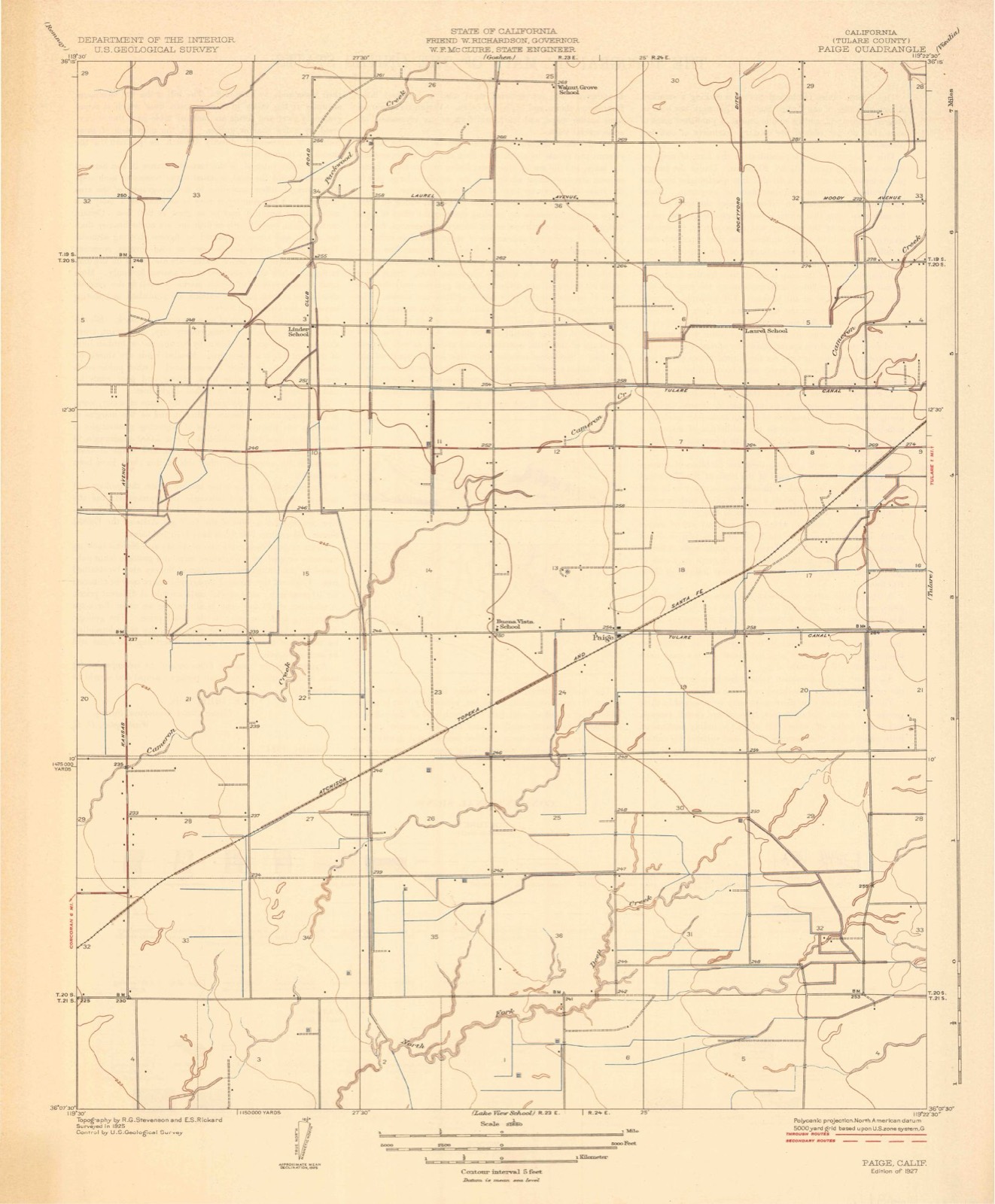 Topographic sheet of Paige, surveyed 1927