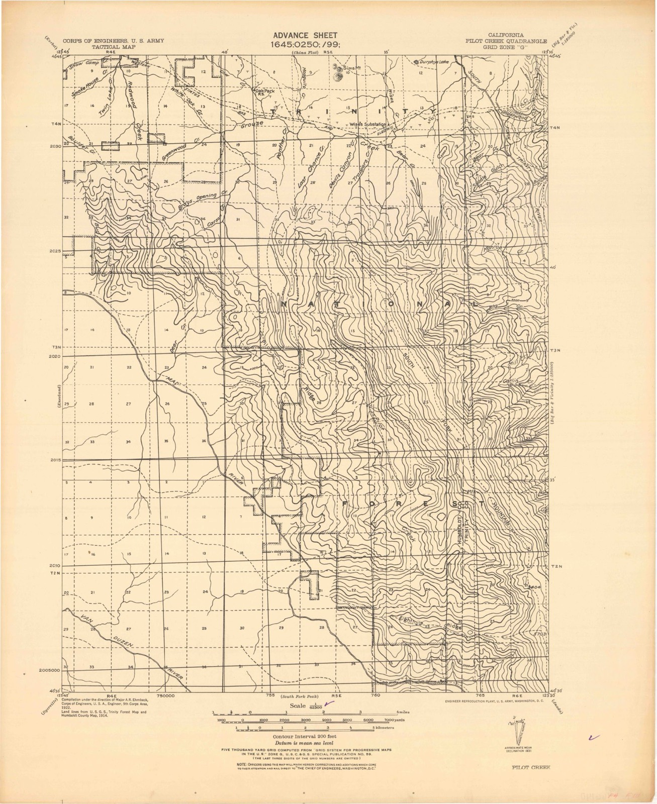 Topographic sheet of Dinsmores, surveyed 1914