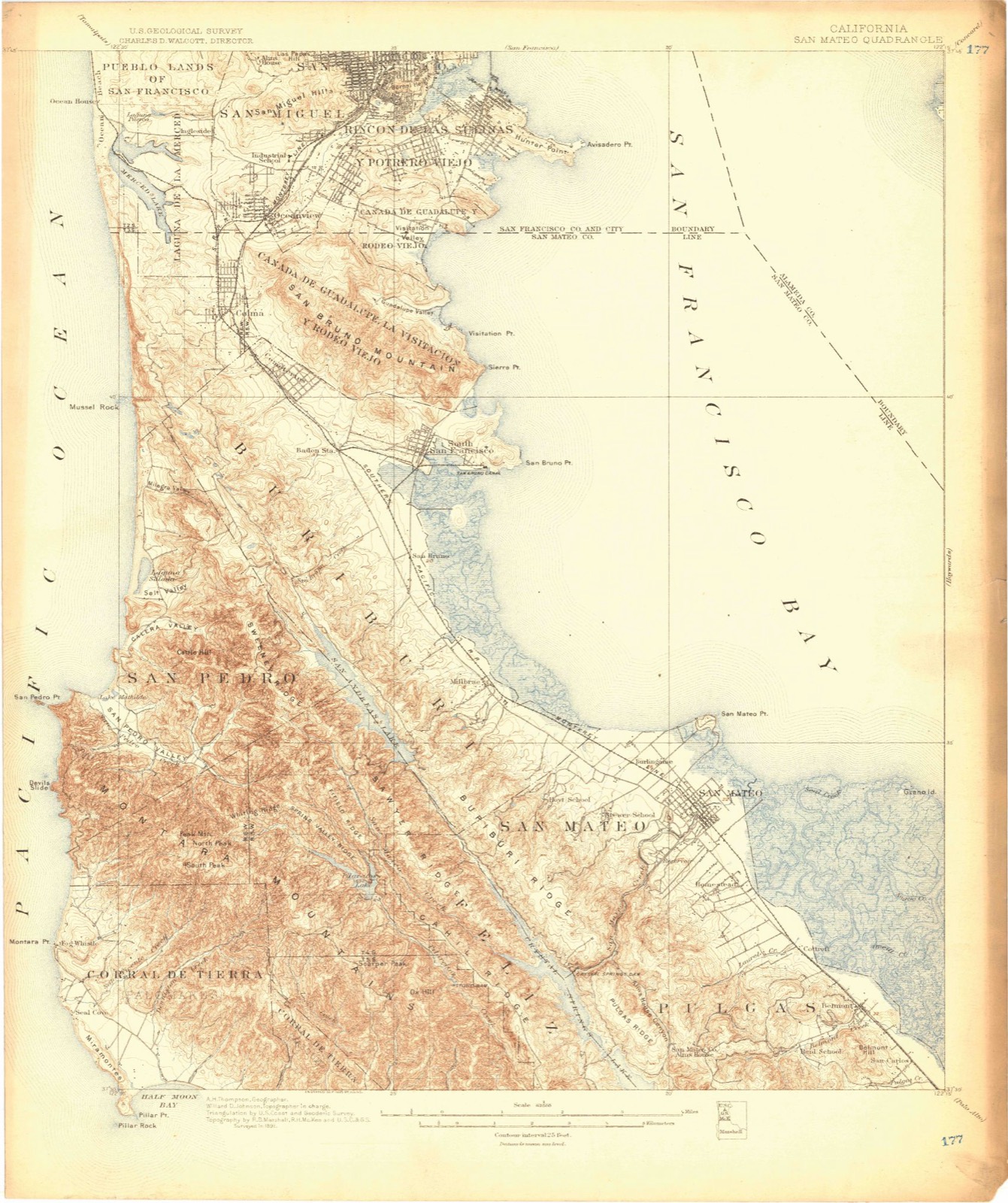 Topographic sheet covering Hotel St. Matthew, surveyed 1892