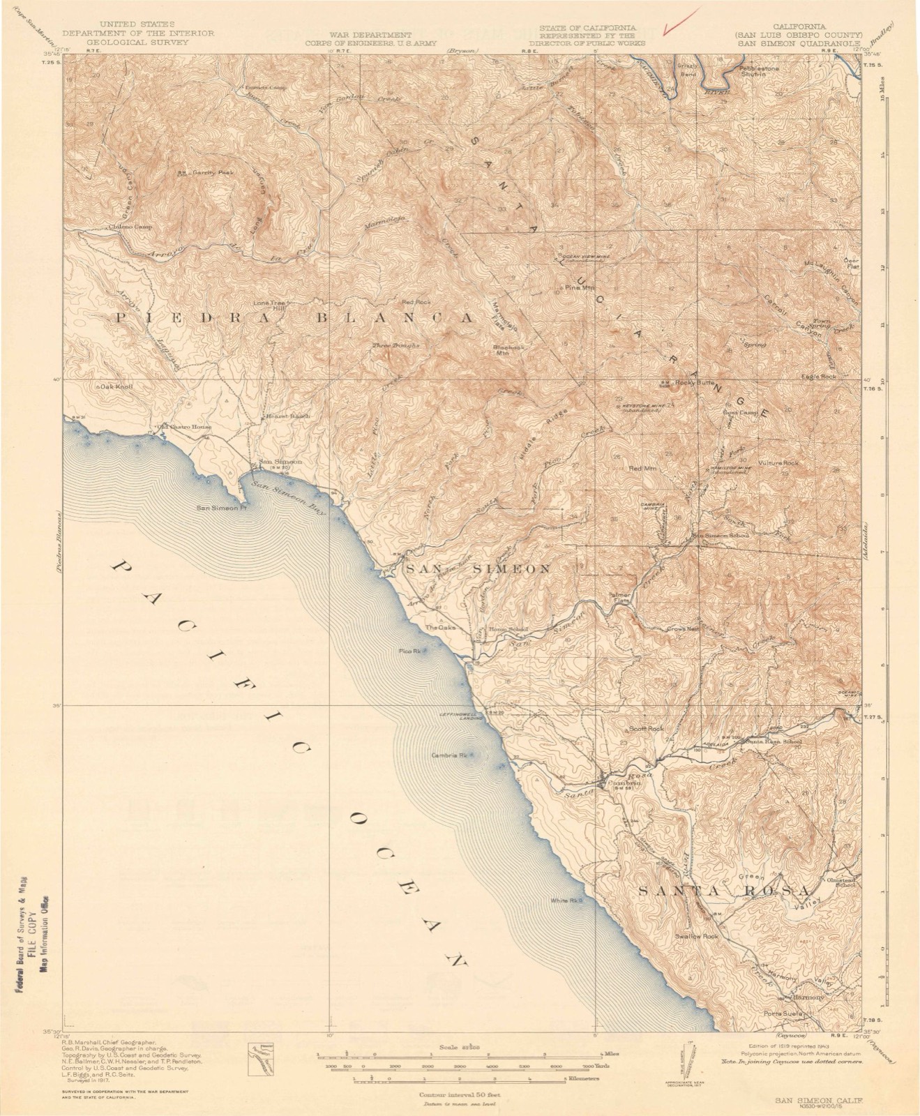 Topographic sheet of Cambria Pines, surveyed 1919