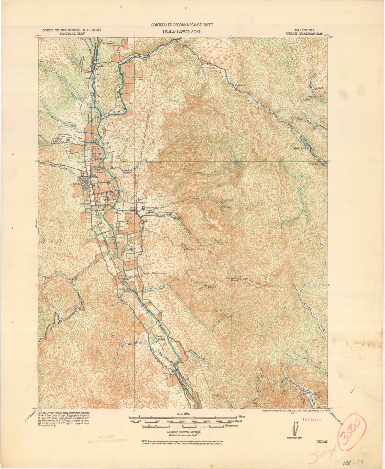 Topographic sheet of Talmage, surveyed 1920