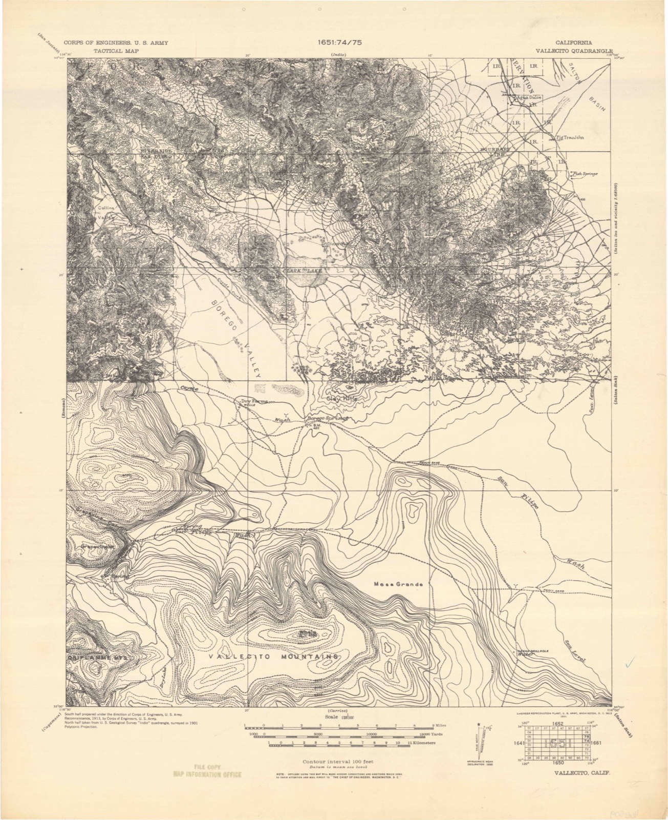 Topographic sheet of Borrego, surveyed 1931