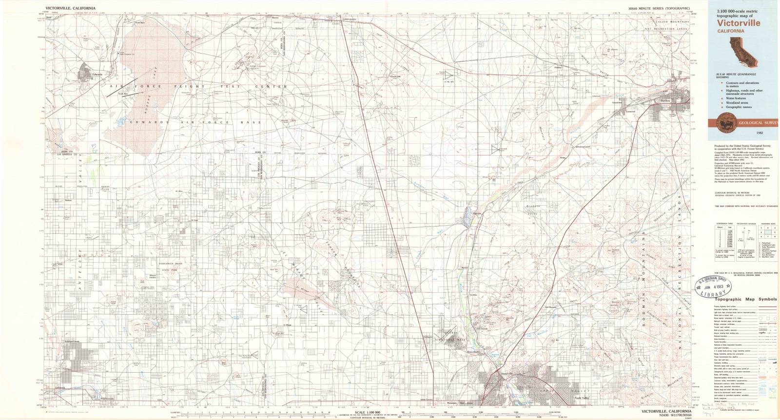 Topographic sheet of Lake Los Angeles, surveyed 1982