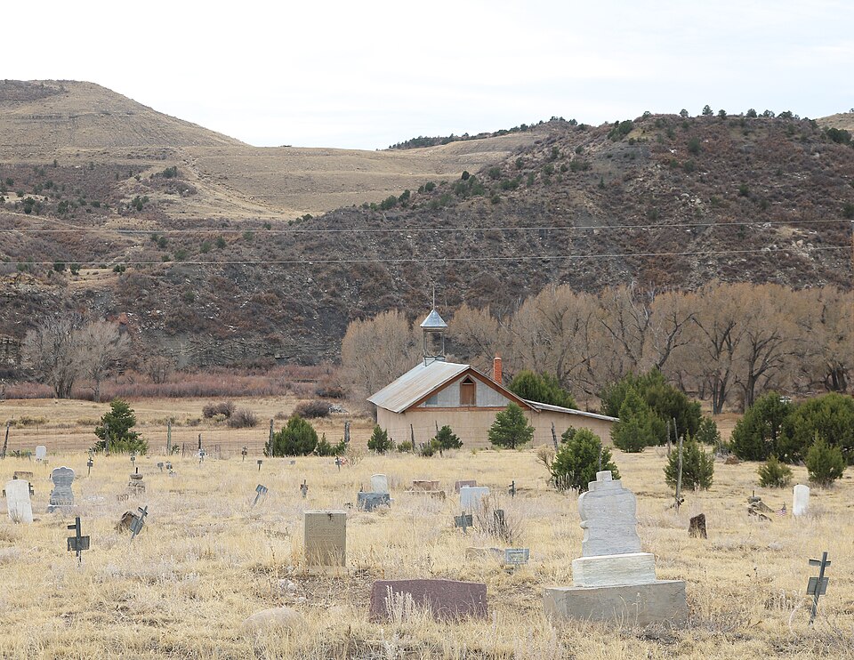 Photograph of Our Lady of Guadalupe Church and Medina Cemetery