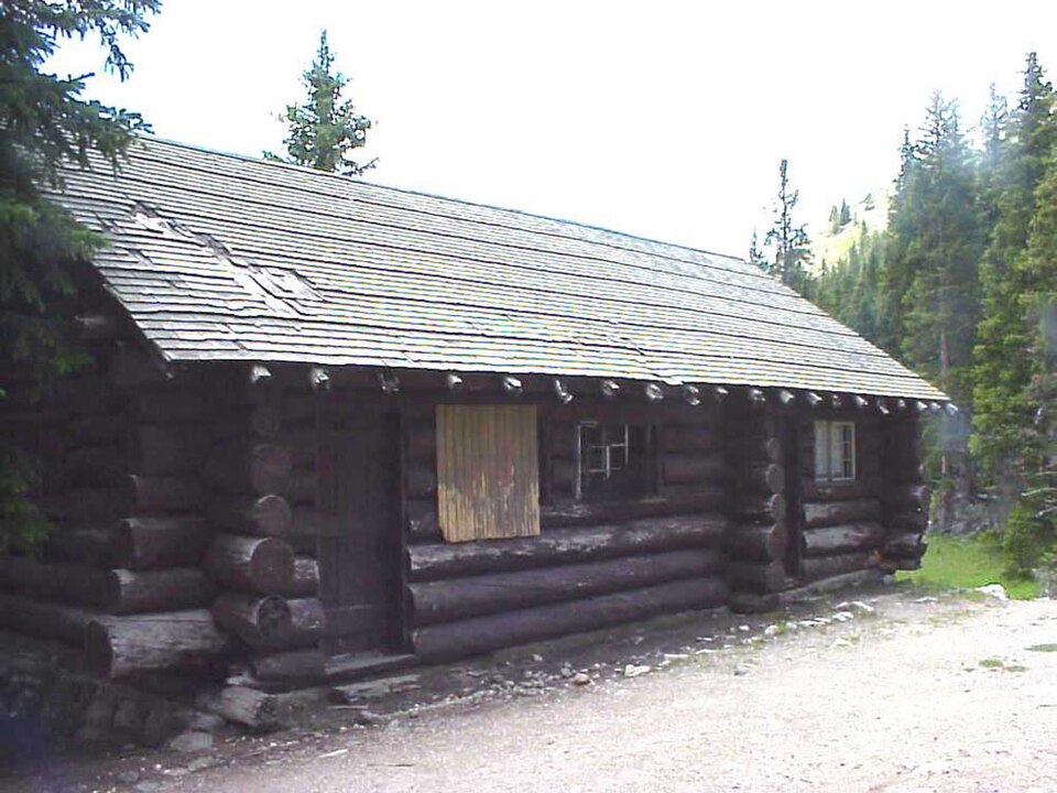 Photograph of Milner Pass Road Camp Mess Hall and House