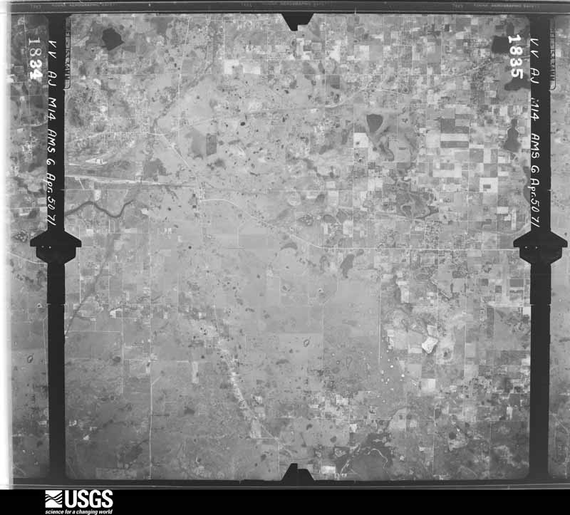 U.S. Geological Survey aerial photograph, 1950-04-06, scale 1:60000