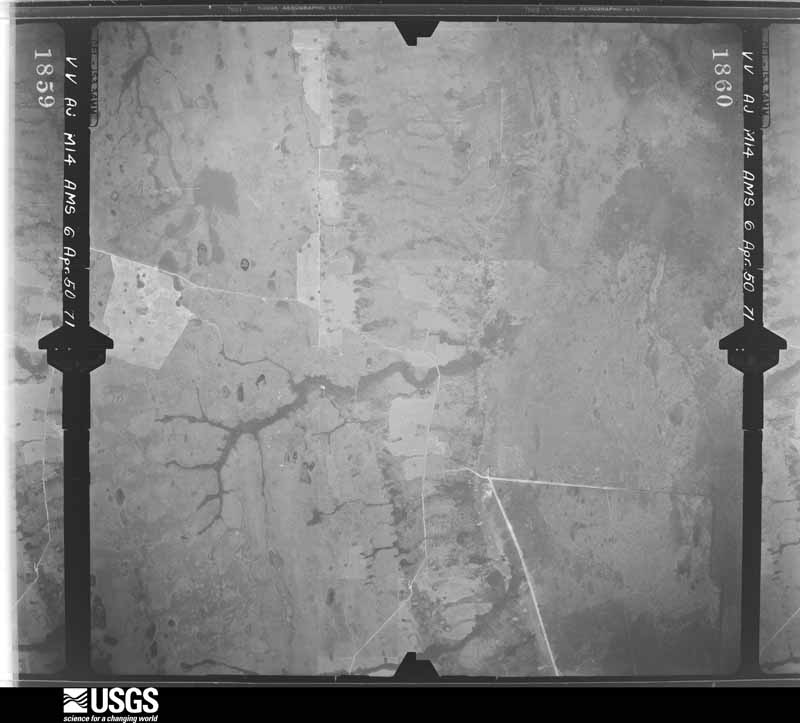U.S. Geological Survey aerial photograph, 1950-04-06, scale 1:60000