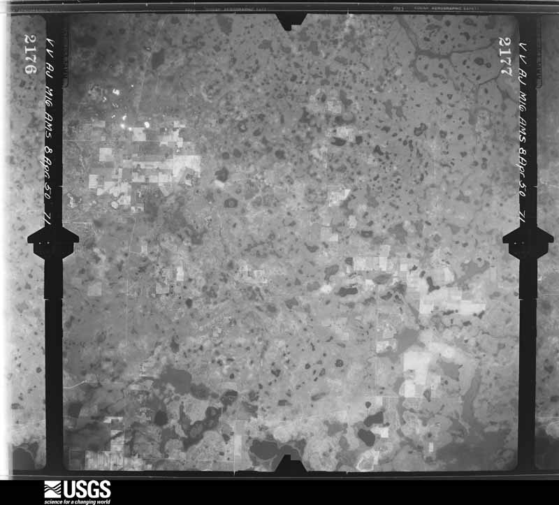 U.S. Geological Survey aerial photograph, 1950-04-08, scale 1:60000