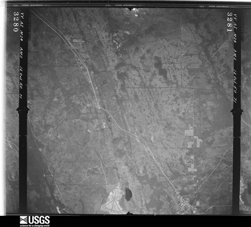 U.S. Geological Survey aerial photograph, 1950-10-12, scale 1:60000