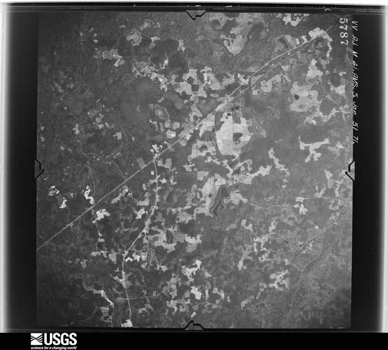 U.S. Geological Survey aerial photograph, 1951-01-05, scale 1:60000