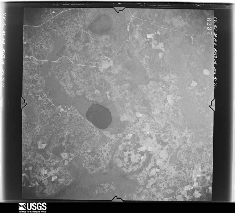 U.S. Geological Survey aerial photograph, 1951-01-16, scale 1:59000