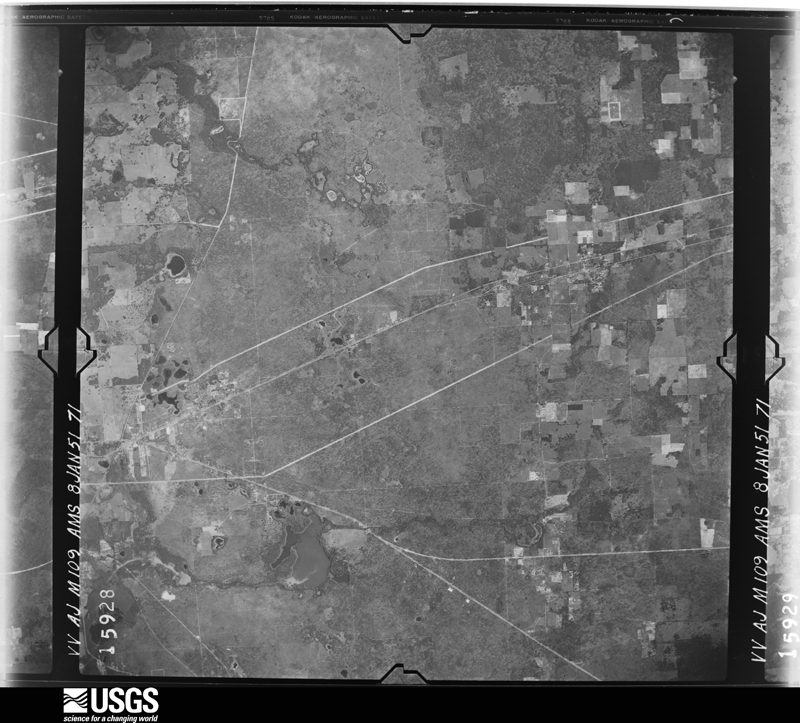 U.S. Geological Survey aerial photograph, 1951-01-08, scale 1:57000