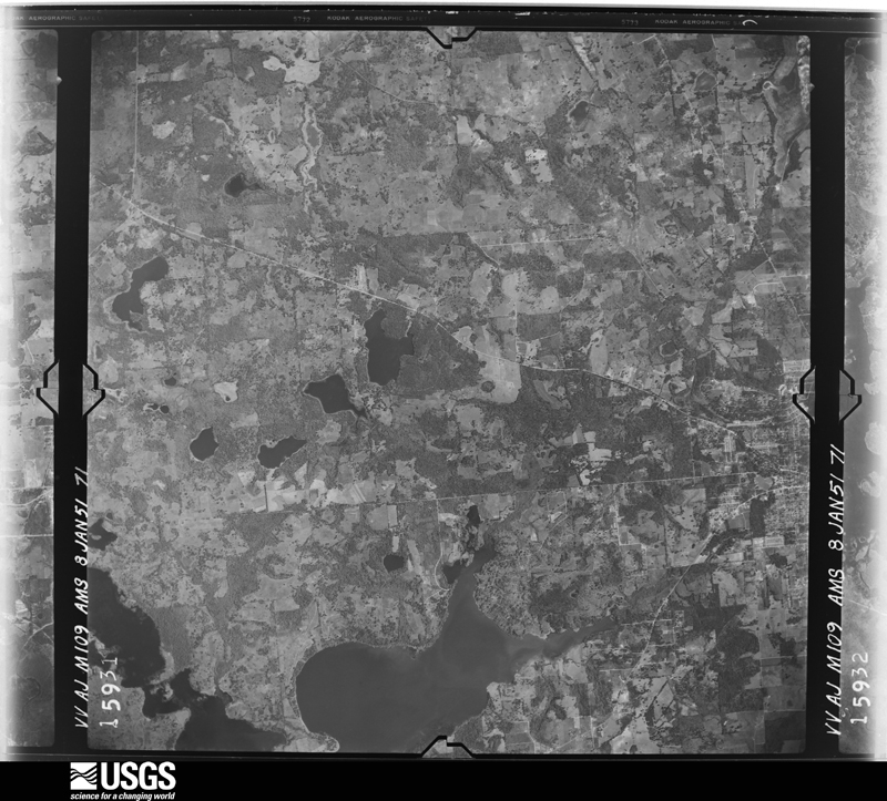 U.S. Geological Survey aerial photograph, 1951-01-08, scale 1:57000