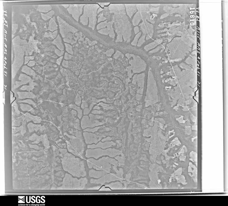 U.S. Geological Survey aerial photograph, 1951-02-04, scale 1:60000