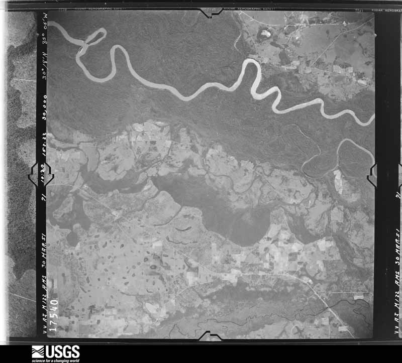 U.S. Geological Survey aerial photograph, 1951-03-30, scale 1:60000