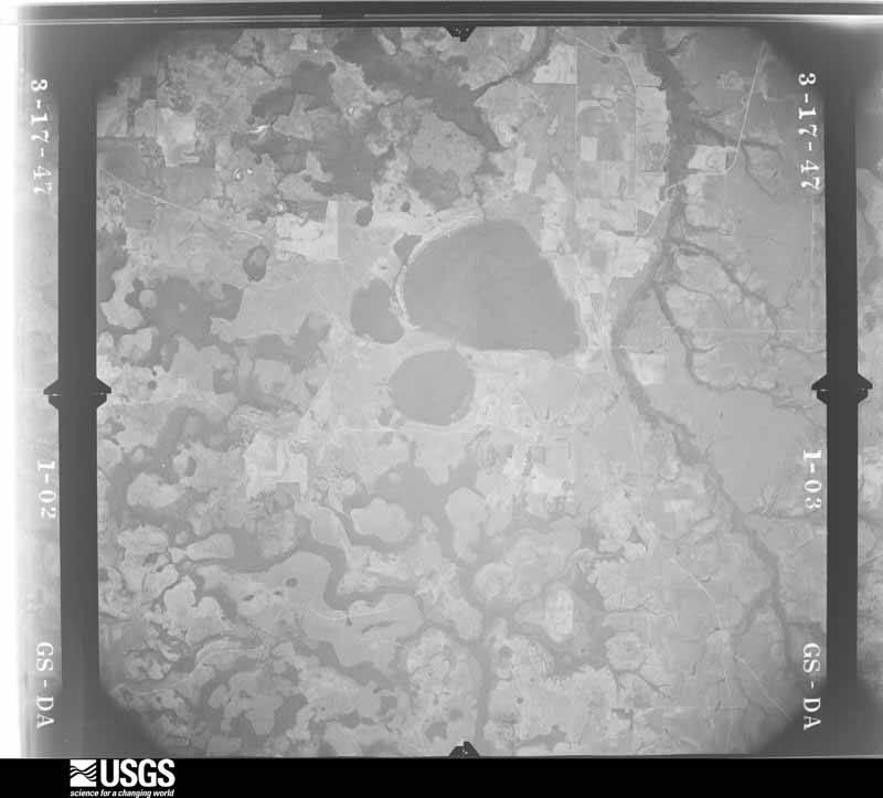 U.S. Geological Survey aerial photograph, 1947-03-17, scale 1:43200