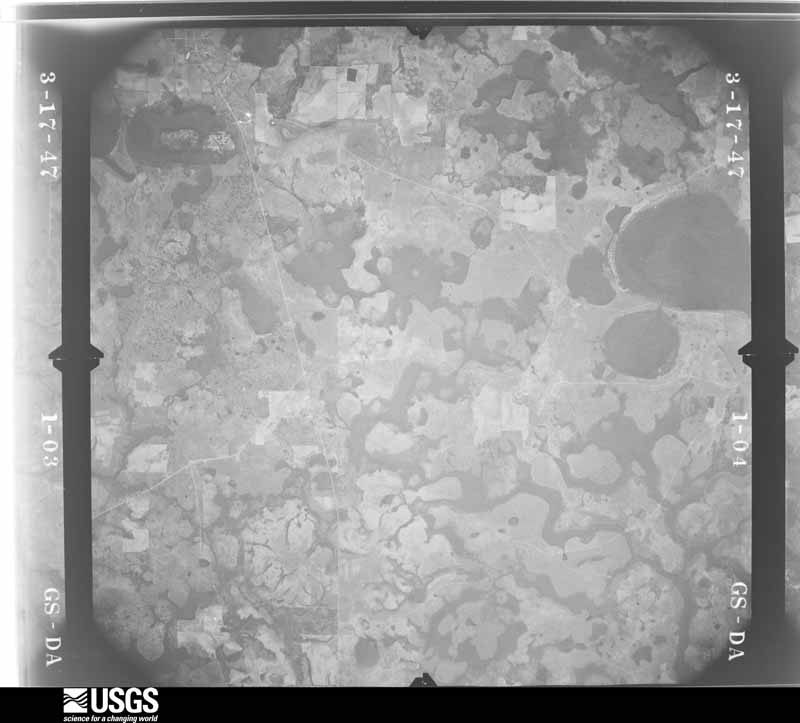 U.S. Geological Survey aerial photograph, 1947-03-17, scale 1:43200