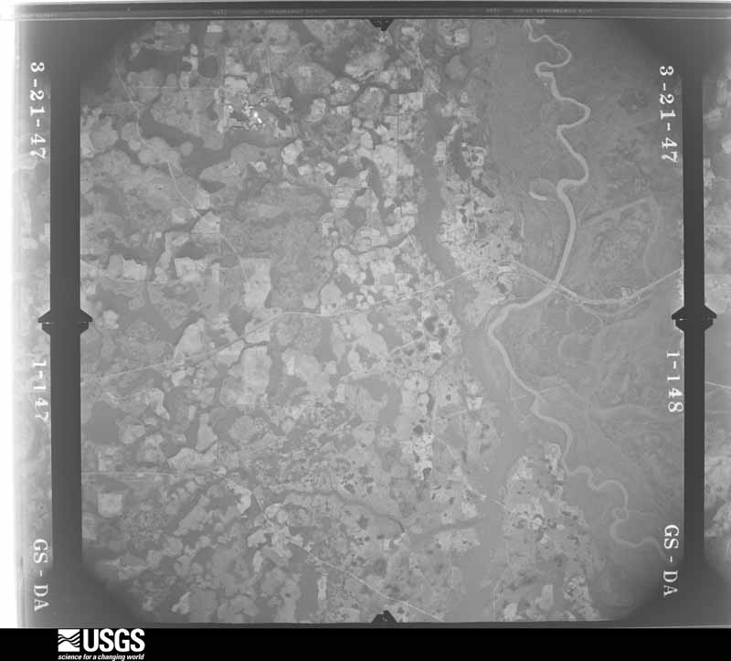 U.S. Geological Survey aerial photograph, 1947-03-21, scale 1:43200