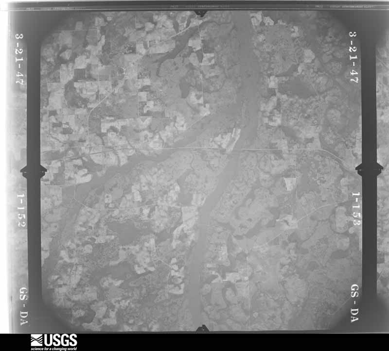 U.S. Geological Survey aerial photograph, 1947-03-21, scale 1:43200