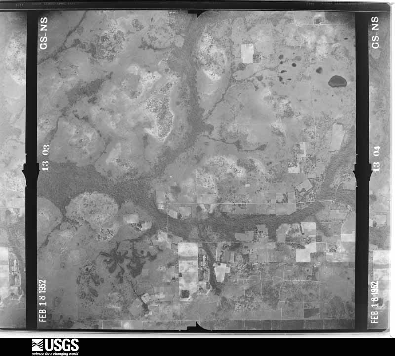 U.S. Geological Survey aerial photograph, 1952-02-18, scale 1:28400
