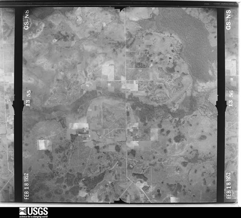 U.S. Geological Survey aerial photograph, 1952-02-18, scale 1:28400