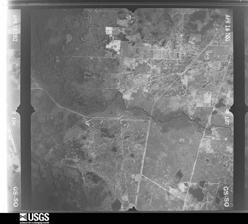 U.S. Geological Survey aerial photograph, 1952-04-16, scale 1:23600