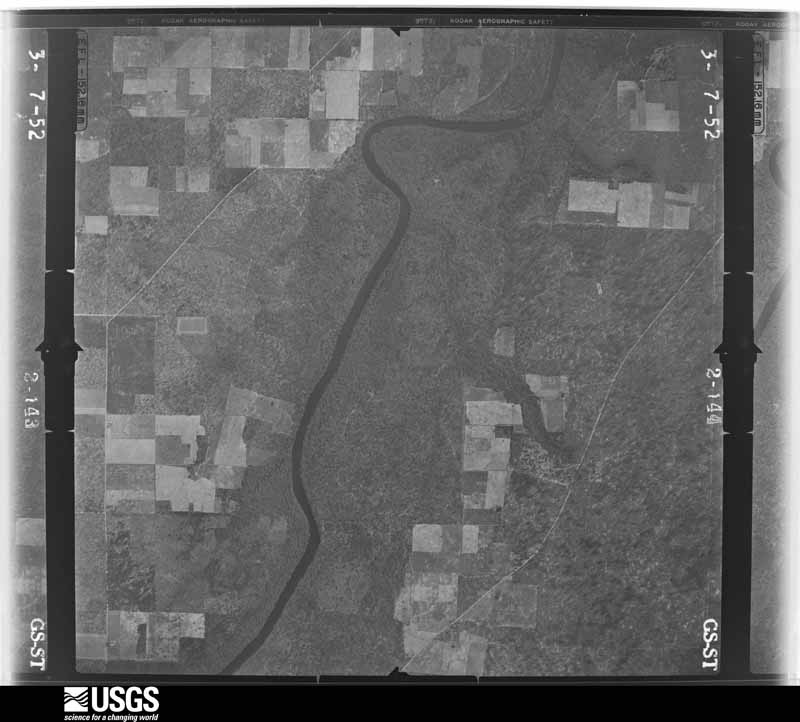 U.S. Geological Survey aerial photograph, 1952-03-07, scale 1:23600