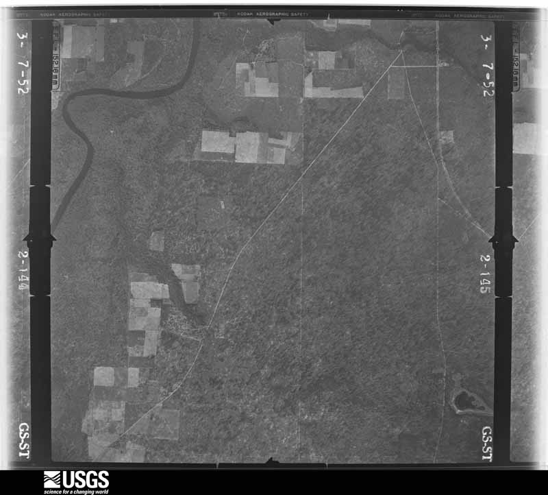 U.S. Geological Survey aerial photograph, 1952-03-07, scale 1:23600