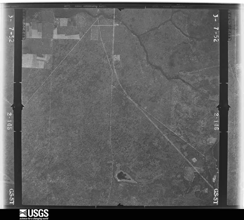 U.S. Geological Survey aerial photograph, 1952-03-07, scale 1:23600