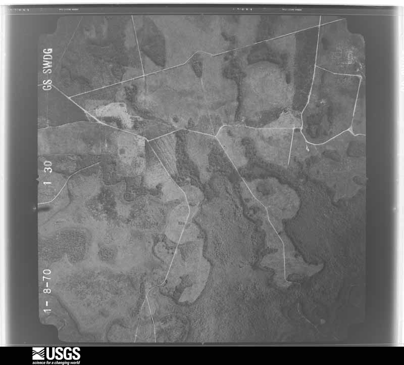 U.S. Geological Survey aerial photograph, 1970-01-08, scale 1:20500