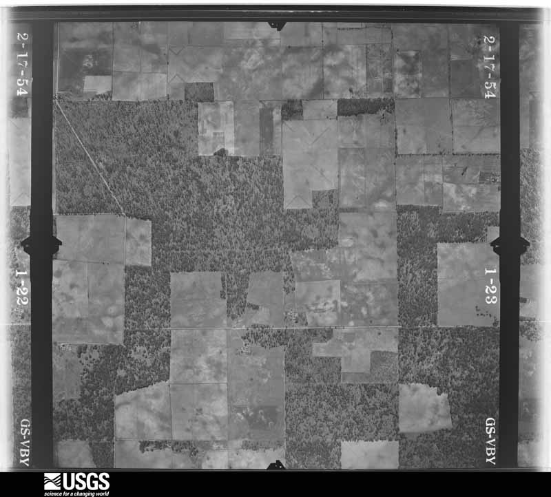 U.S. Geological Survey aerial photograph, 1954-02-17, scale 1:14400