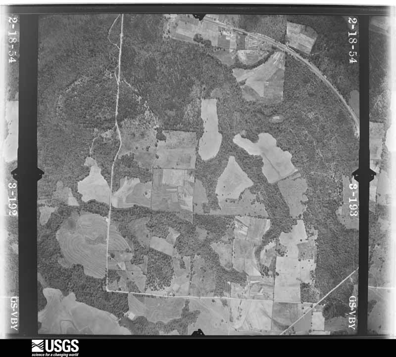 U.S. Geological Survey aerial photograph, 1954-02-18, scale 1:14400