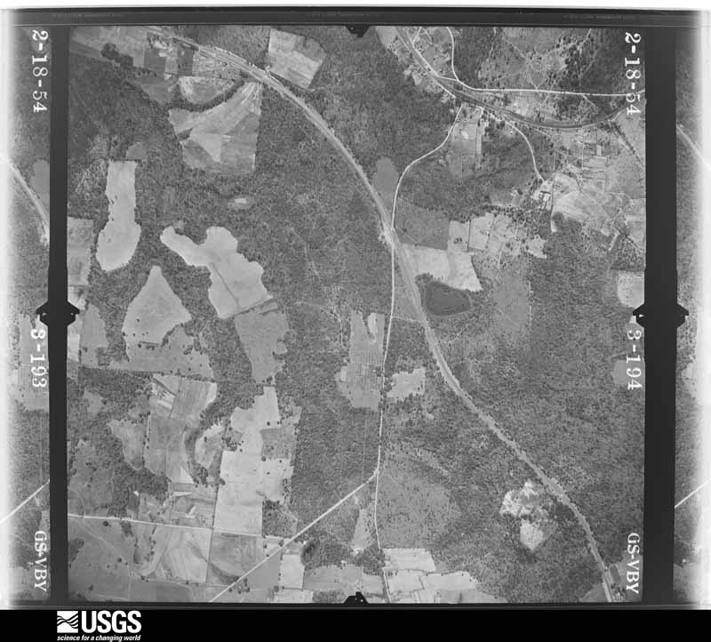 U.S. Geological Survey aerial photograph, 1954-02-18, scale 1:14400