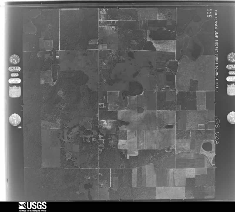 U.S. Geological Survey aerial photograph, 1957-10-11, scale 1:17000