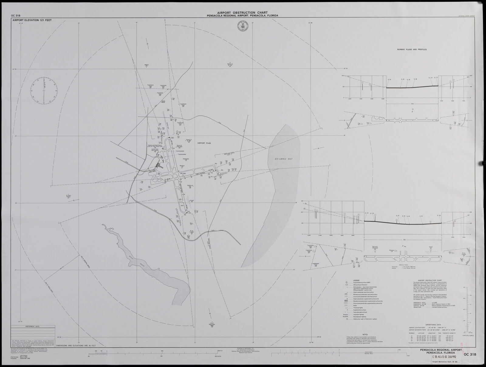 Airport obstruction chart OC 318, Pensacola Regional Airport, Pensacola, Florida, Boston Public Library - undated