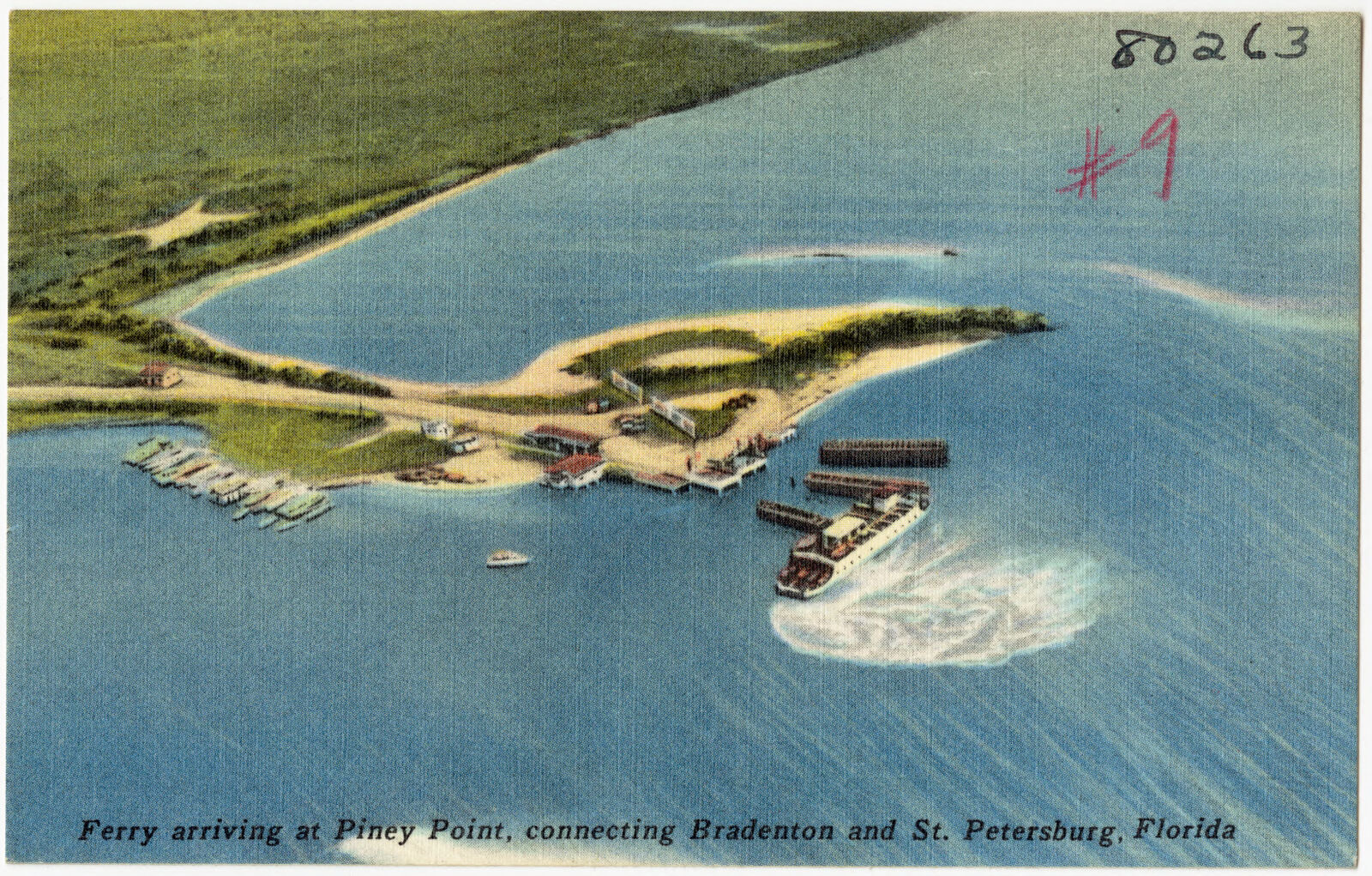 Ferry arriving at Piney Point, connecting Bradenton and St. Petersburg, Florida, Boston Public Library - undated