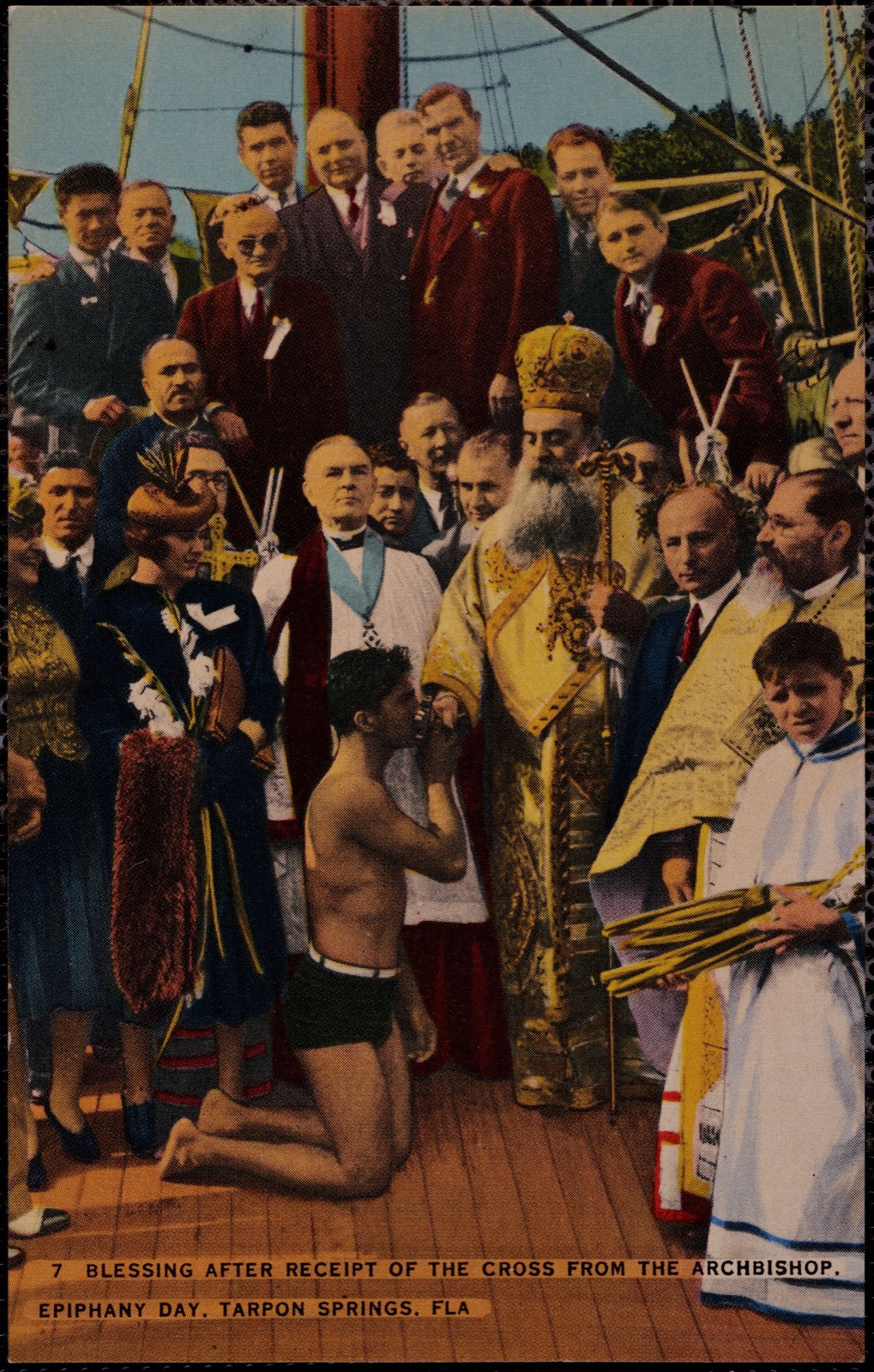 Blessing after the receipt of the cross from the Archbishop, Epiphany Day, Tarpon Springs, Fla., Boston Public Library - undated