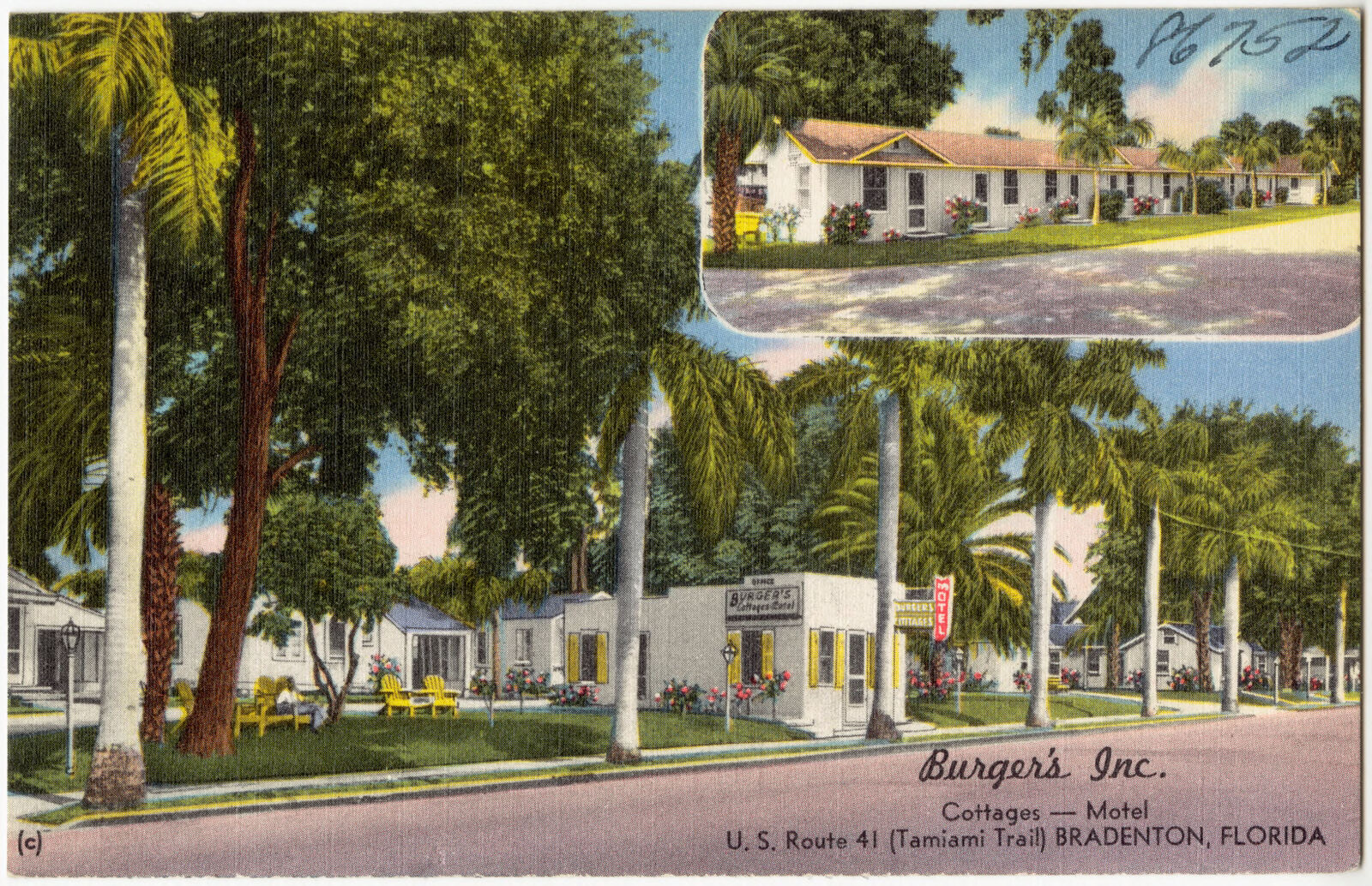 Burger's Inc. Cottages- Motel, U.S. Route 41 (Tamiami Trail) Bradenton, Florida, Boston Public Library - undated