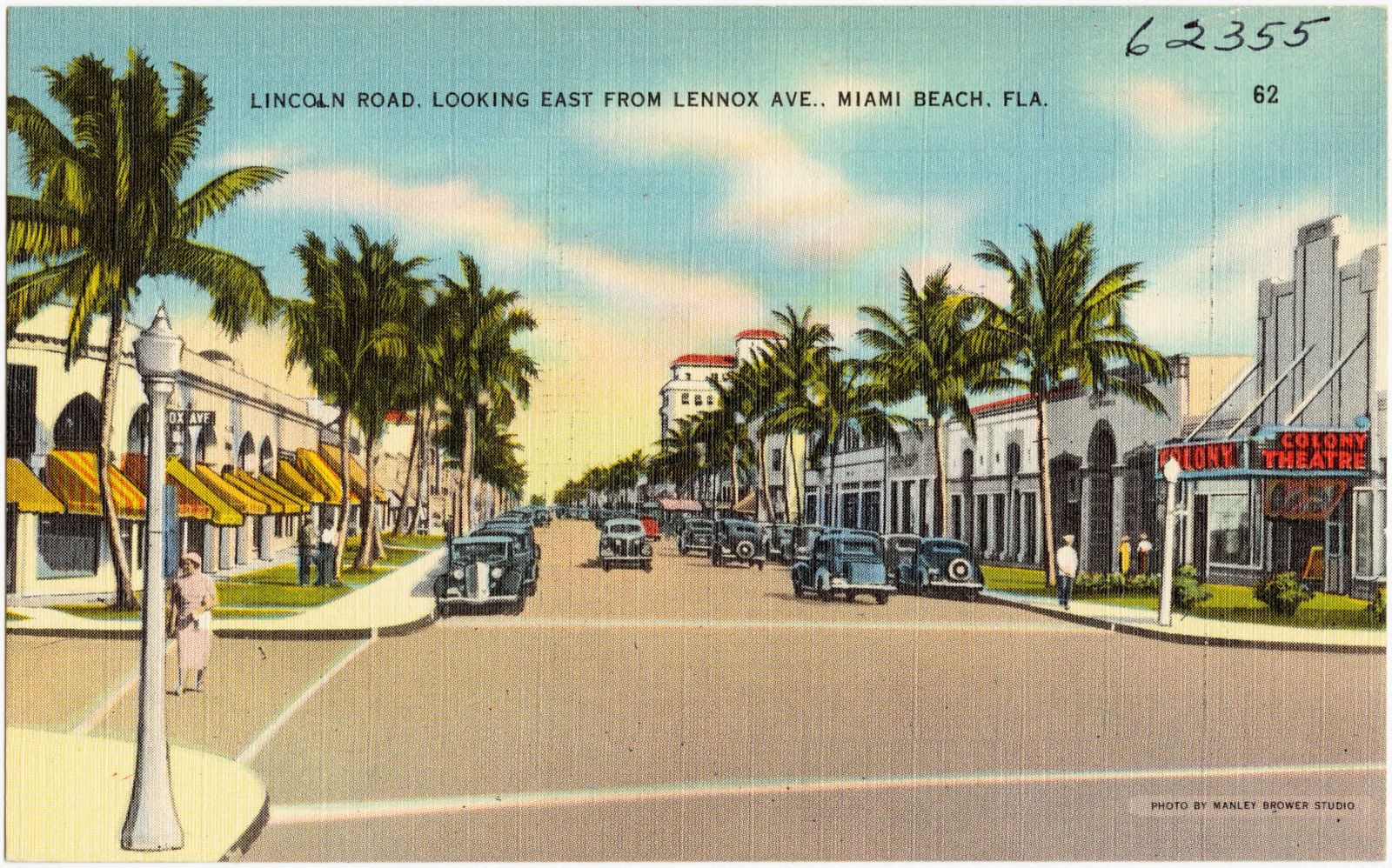 Lincoln Road, looking east from Lennox Ave., Miami Beach, Florida, Boston Public Library - undated