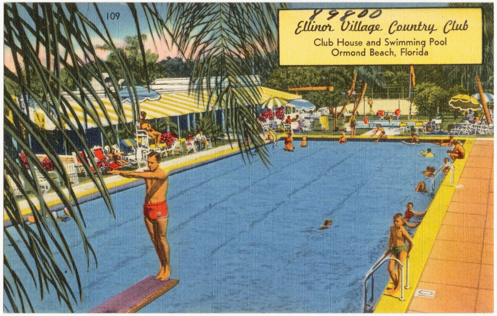 Ellinor Village Country Club, club house and swimming pool, Ormond Beach, Florida, Boston Public Library - undated