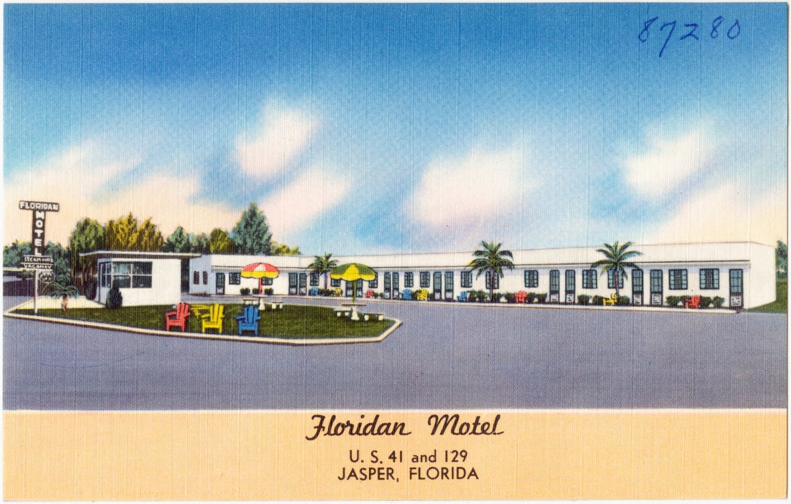 Floridian Motel, U.S. 41 and 129, Jasper, Florida, Boston Public Library - undated