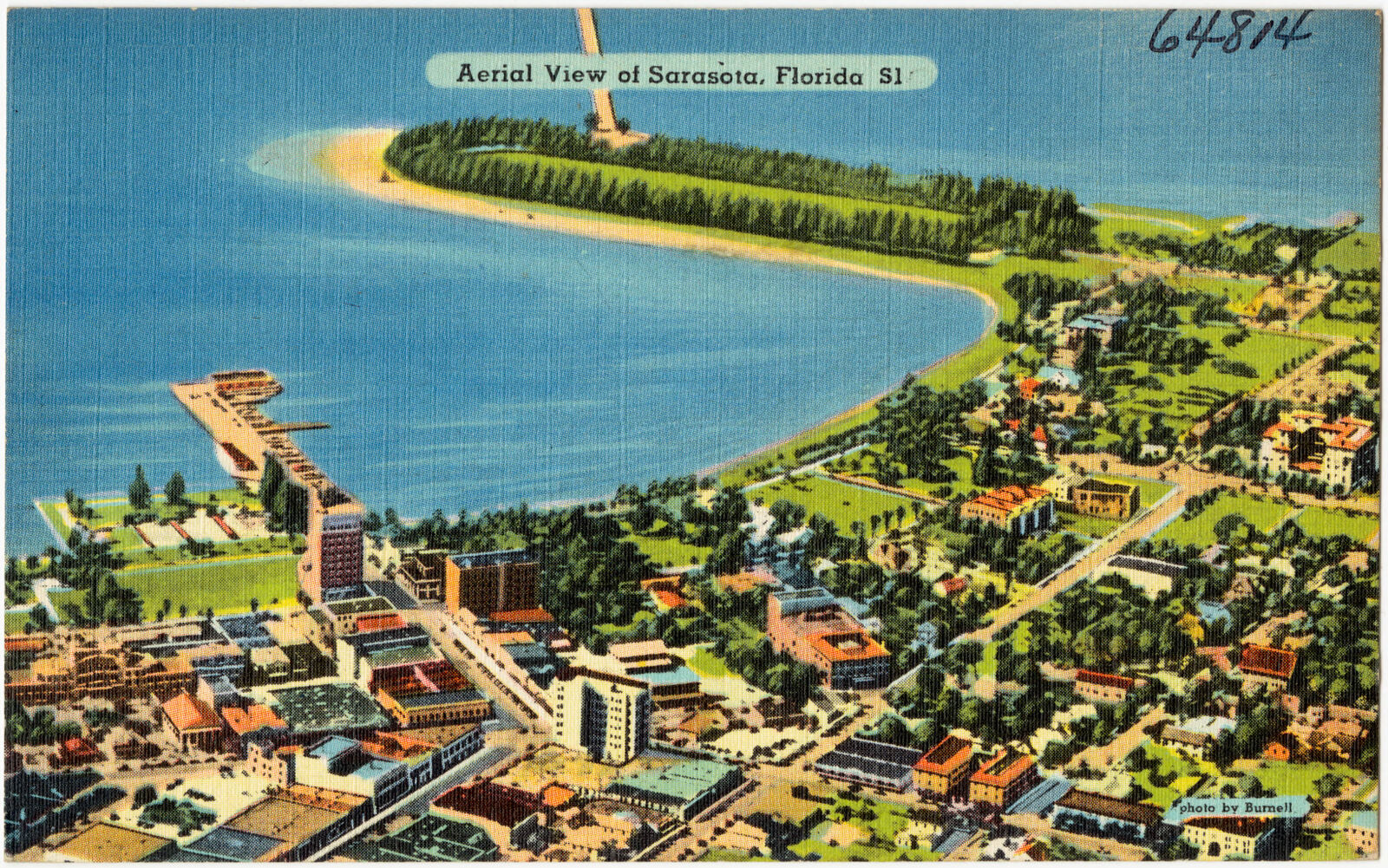 Aerial view of Sarasota, Florida, Boston Public Library - undated